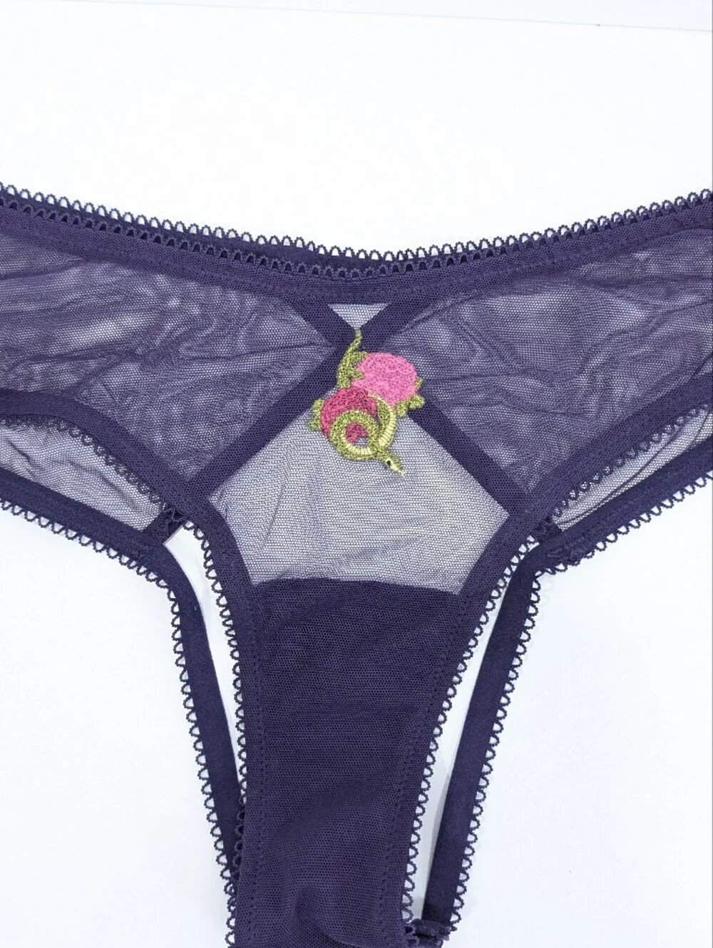 Victoria's Secret Open Back Panty Medium Women Sheer Cheeky snake floral VS